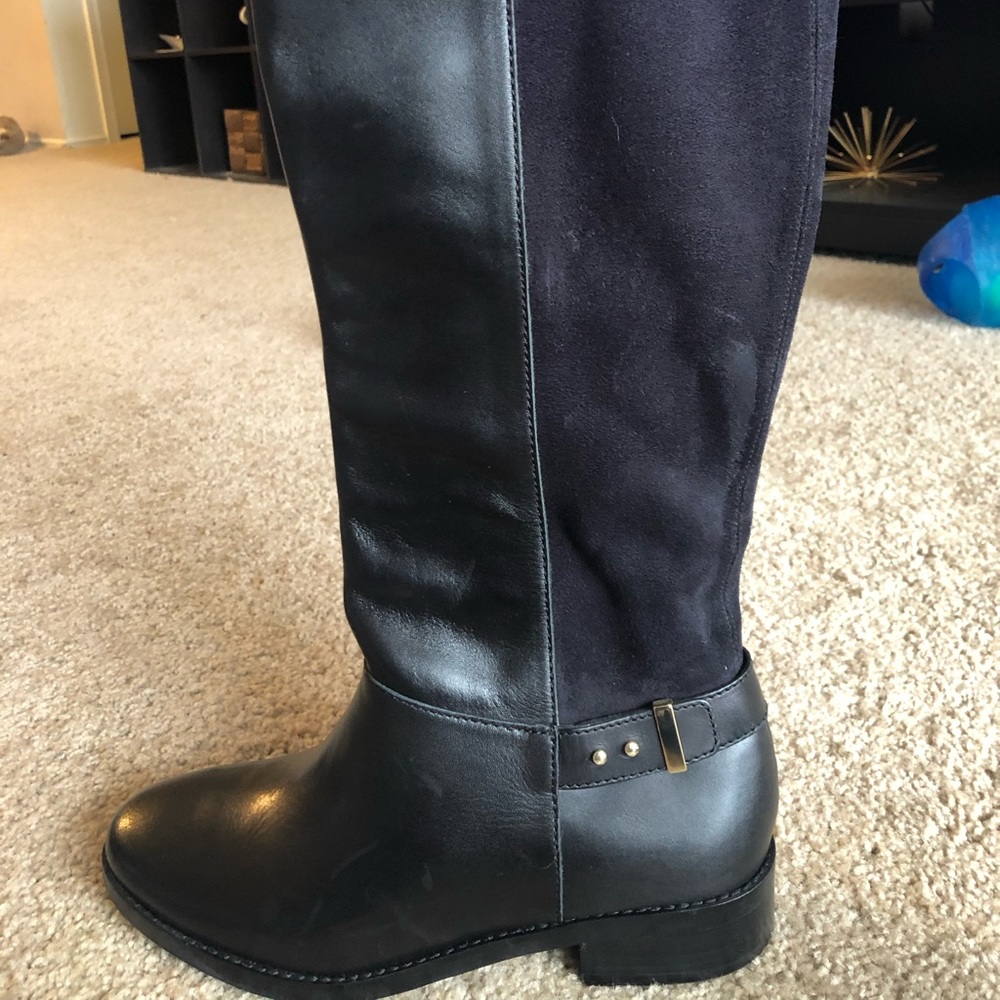 Black Cole Haan Leather/Suede High Calf Boots